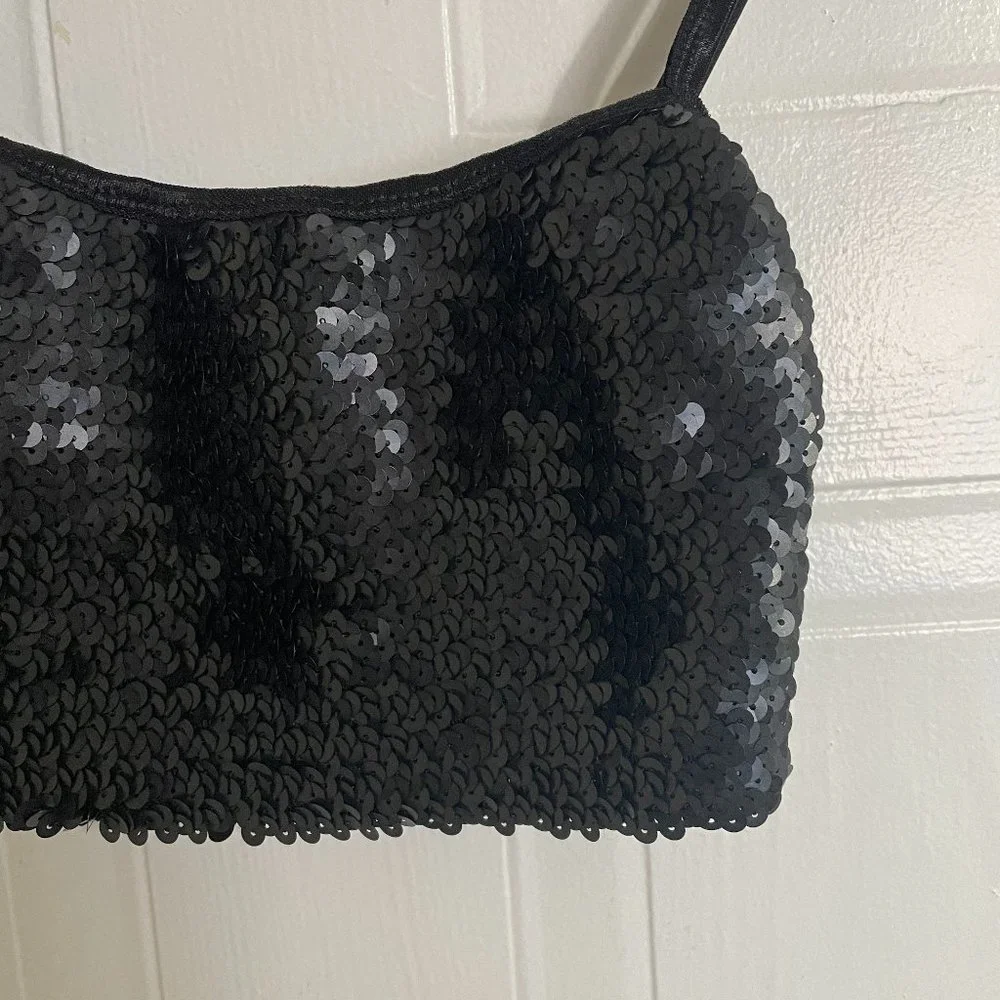 Out From Under Black Sequin Crop Tank Top - Picture 2 of 5